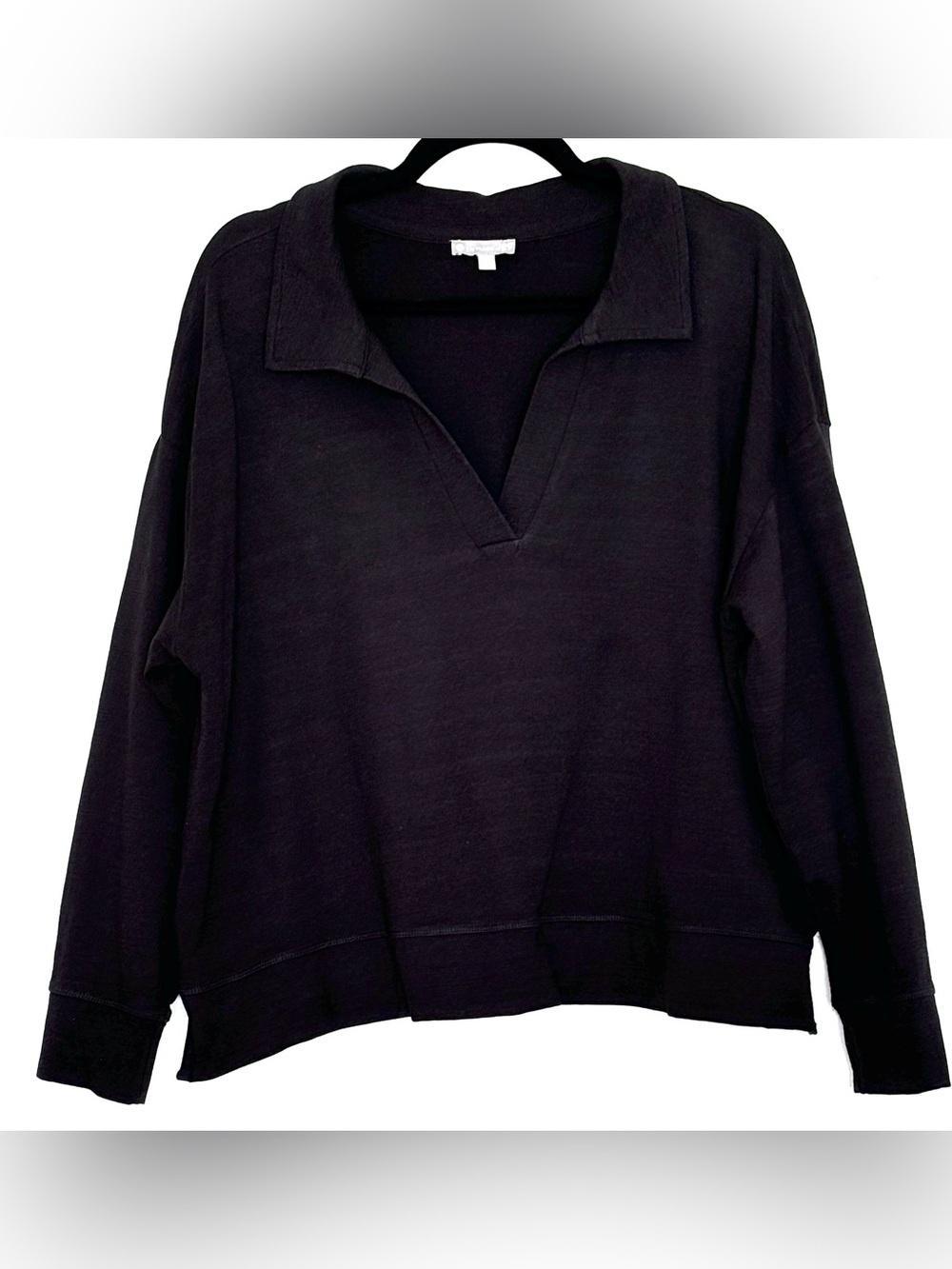 Talbots Cozy Crush Johnny Collar Pullover Black Size 1XP - Picture 2 of 7